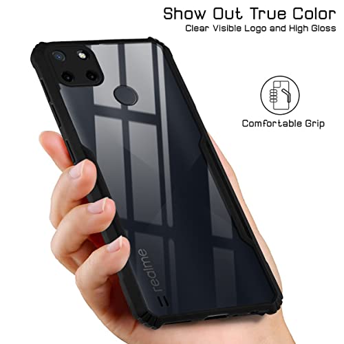 Image of Jkobi Back Cover Case for Realme C25Y | C21Y (Crystal Glass Back | Camera Protection | Shockproof Bumpers | Professional Black)