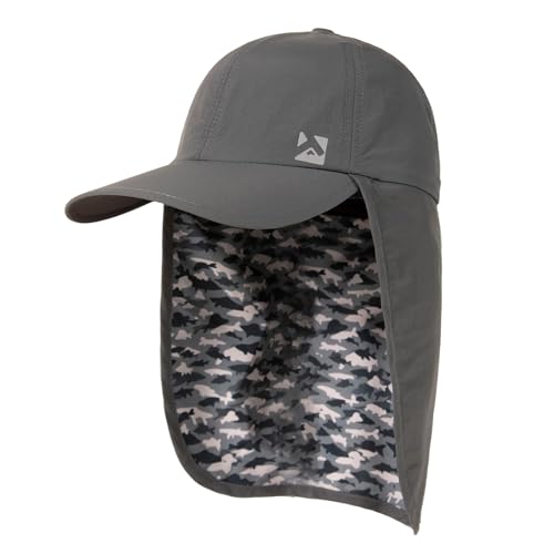 Image of TOP-EX XL/XXL Waterproof Baseball Cap Men with Neck Flap UV Protection Sun Hats Women, Foldable Summer Hats Safari Hiking Outdoor Hat Breathable Adjustable, 94602_Dark Grey Fish Camouflage, L/XL