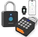 Combination Lock eLinkSmart Gym Locker Padlock with 9 Digit Push Button Password Fingerprint APP Unlock Keyless Biometric Security Metal Padlock for Gym and School Lockers Storage Tool Box