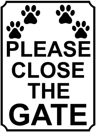 PLEASE CLOSE THE GATE METAL SIGN DOG PAW PRINT THEME 200MM X 150MM (19H1)
