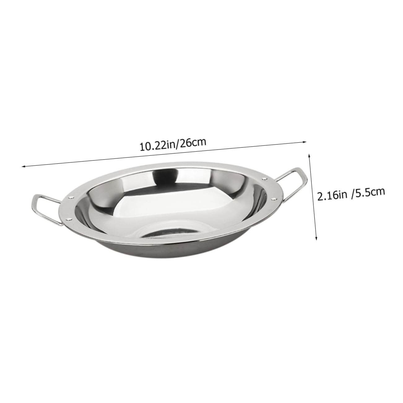 OKUMEYR Double Handle Stainless Steel Cooking Pan Kitchen Hot Pot for Seafood Stews More Wide Bottom for Home Restaurants