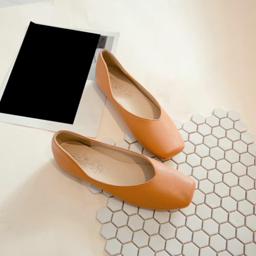 DINTAHA Square Toe Flats Closed Toe Ballet Flats Dressy Casual Slip On Ballerina Shoes4