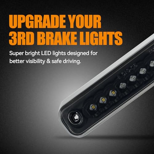 Image of Third 3rd Brake Light LED for 1988-1999 Chevy /GMC C1500 C2500 K1500 K2500 Silverado Blazer, High Mount Rear Brake Lights Assembly Center Cab Stop Cargo Light (Black Housing)