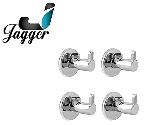 Image of JAGGER Mark Brass Chrome Finish Disk Cock Angle Valve with Flange and Teflon Tape Set of (4, Silver)