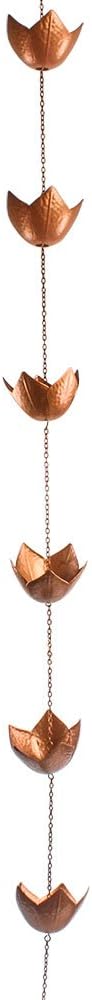 Vindar 8.5 Feet Decorative Iron Lotus Rain Chain for Gutter, 10 Cups to Collect Water with T Shaped Hook Adapter Installation