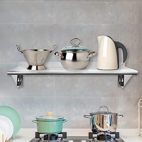 Chingoo Stainless Steel Shelf 12" X 36" - 2 Pack 300 Lb Wall Mounted Commercial Stainless Steel Shelves Metal Shelving For Restaurant, Bar, Utility Room, Kitchen And Garage #TOP5