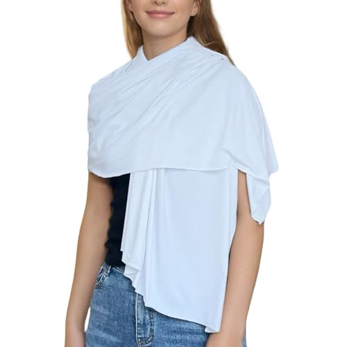 UPF 50+ Sun Protection Beach Wraps and Pashminas for Women Travel Scarf Blanket Outdoor Summer UV White Shawl（White)