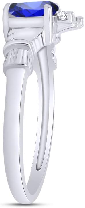 Simulated Sapphire & White Cubic Zirconia Claddagh Ring in 14K Gold Over Sterling Silver