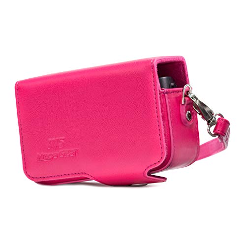 MegaGear Estuche de Cuero para cámara con Correa Compatible con Sony Cyber Shot DSC RX100 VII, ZV 1, DSC RX100 Vi, DSC RX100 V, DSC RX100 IV, DSC RX100 III, DSC RX100 II   Rosa Caliente