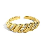 18K Gold or Rhodium Plated AAAA Grade Zirconia Croissant Dome Sterling Silver Rings for Women Croiss