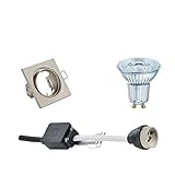 osram led gu10 dimmbar 120 GU10 Sockel OSRAM - LED Spot Set - Parathom PAR16 927 36D - GU10 Sockel - Dimmbar - Einbau Quadratisch - Matt Nickel - 5.5W - Warmweiß 2700K - Kippbar 80mm
