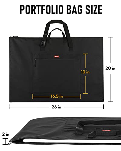 Nicpro Light Weight Art Portfolio Bag, 20 X 26 Inches Waterproof Nylon Art Portfolio Case With Shoulder & Handle Carry, For Artwork, Poster, Sketch Drawing, Canvas, Photography, Solar Panel Storage #TOP1