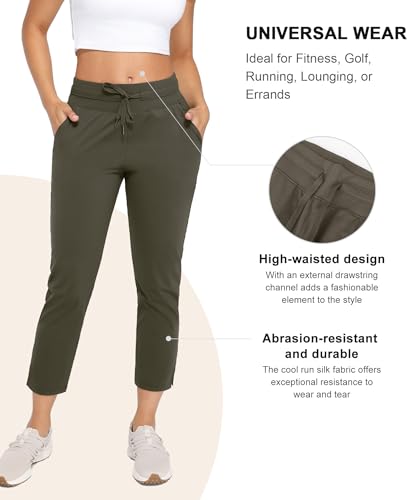 Women's Pants with Deep Pockets, 7/8 Stretch Ankle Sweatpants for Golf, Athletic, Lounge, Travel, Work2