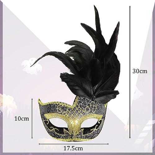 XINCHIA Masquerade Feather Mask for Women Venetian Costume Eye Mask Fancy Dress Eyewear Halloween Cosplay Party Makeup Prop Costume Accessory for Animal Party Easter Carnival Cosplay Party - Image 3