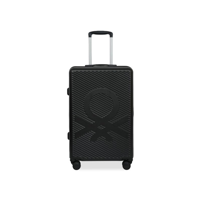 Image of United Colors of Benetton Large Hard Luggage Glide - Black | PC Check-in Trolley Bag | TSA Lock & 360 Spinner Wheels Suitcase | Telescopic Handle | Water Resistance | 75cm | 114L Capacity