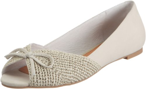 Ballerines femme Buffalo London nubuck raphia chaussures plates beige