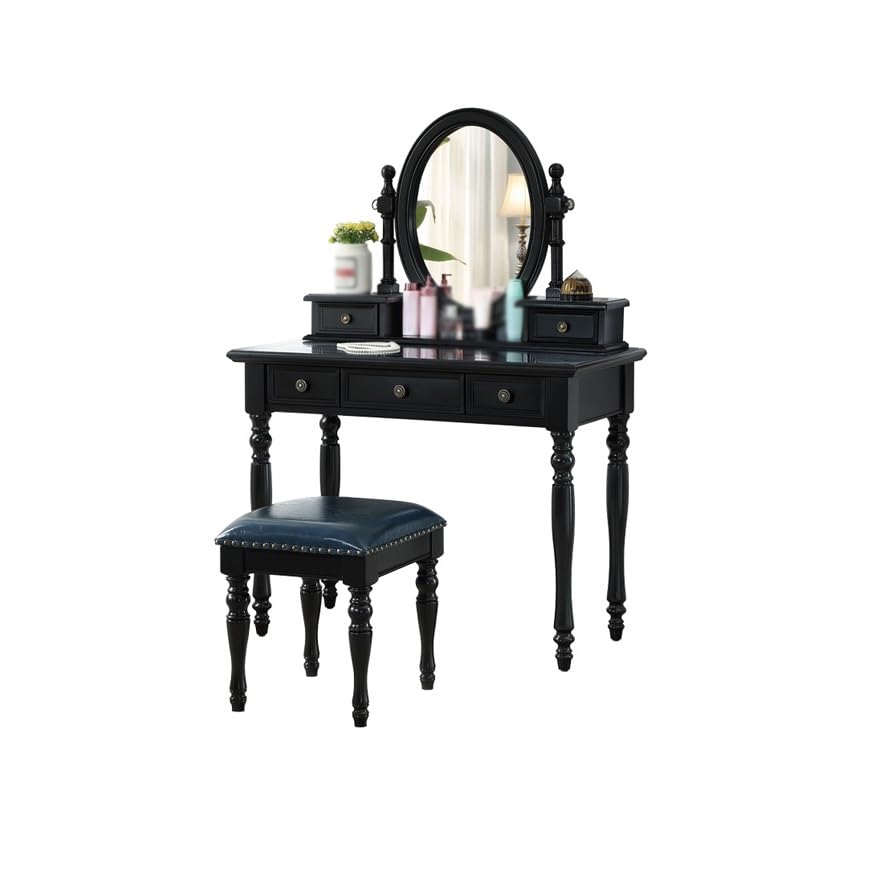 ENGENDER Vanidad Maquillaje Tocador casero, tocador de Escritorio Madera for Dormitorio con Taburete Tocador