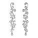 EVER FAITH Bridal Flower Wave Austrian Crystal Dangle Earrings Silver-Tone - Clear