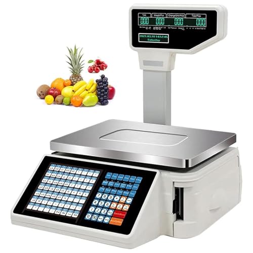 Báscula digital supermercado con calculadora y pantalla dual miniatura 1