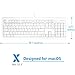 Macally Full Size USB Wired Computer Keyboard with Built-In 2-Port USB Hub - Perfect for your Mouse & 16 Apple Shortcut Keys for Mac OS, Apple iMac, Mac Mini, Macbook Pro/Air (XKEYHUB) , White