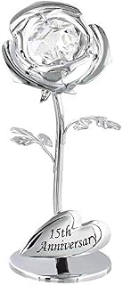 Haysom Interiors Modern 15th Anniversary Silver Plated Flower with Clear Swarovski Crystal Bead by Happy Homewares