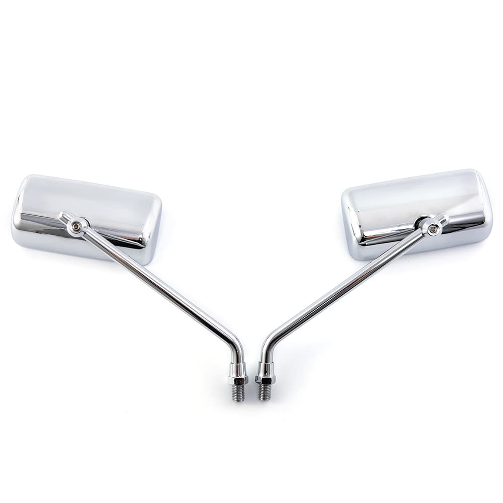 Rétroviseur de moto 8 mm 10 mm universel noir vintage en alliage d'aluminium rétroviseurs latéraux pour ATV Street Bike Cruiser Chopper Rectangle (Argent)