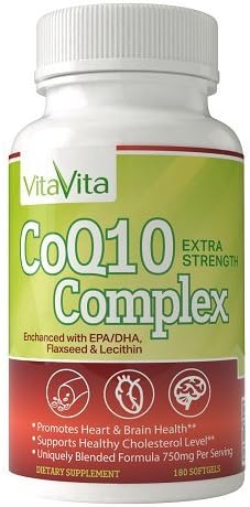 Extra Strength CoQ10 Complex, Enhanced with EPA/DHA, Lecithin, Flaxseed and Vitamin E (180 Softgels)