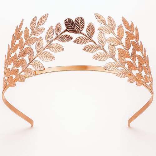 GIYAWA 1 PCS Greek Goddess Headband Hair Accessory, Golden Olive Leaf Vine Bridal Headpiece, Hair Crown for Women and Girls for Wedding, Festival, Photoshoot