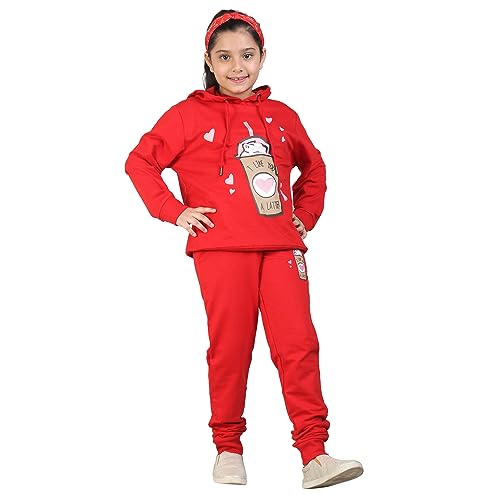 Image of LABEL MY Girls Cotton Loop Knit Full-Sleeve Printed Hoodie Sweatshirt & Joggers Tracksuit | Comfortable and Stylish Coord Set for Kids & Teens| 5-16 Years