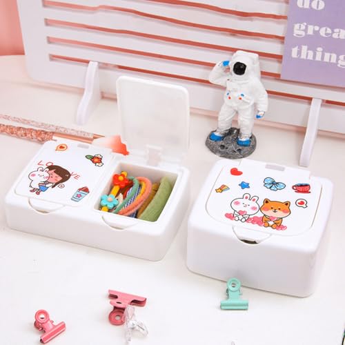 Image of Desktop Storage Box Small Jewelry Case with Press Pop-up Lid Student Stationery Organizer and Diy Craft Storage Compact 5.5X3.8X1.2 Inches Plastic Container for Home and Office