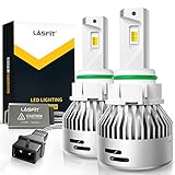 LASFIT 5202 5201 PSX24W LED Fog Light Bulbs Dual Color Switchback 6000K White/3000K Amber Yellow 6000LM Super Bright Adjustable Beam Play and Plug (2 pack)