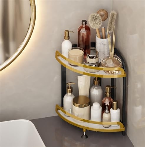 Estante de esquina de 2 niveles ideal para el orden en baños y cocinas 2