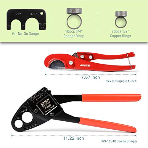 Icrimp Angle Head F1807 Pex Pipe Crimping Tool For Copper Rings - Iws-1234W(1/2&3/4-Inchcombo Crimper Kit) #TOP1