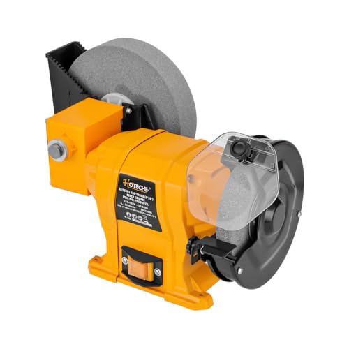 Hoteche 6-Inch/8-Inch Dual-Size Bench Grinder - 2.1-Amp Heavy Duty Dry/Wet