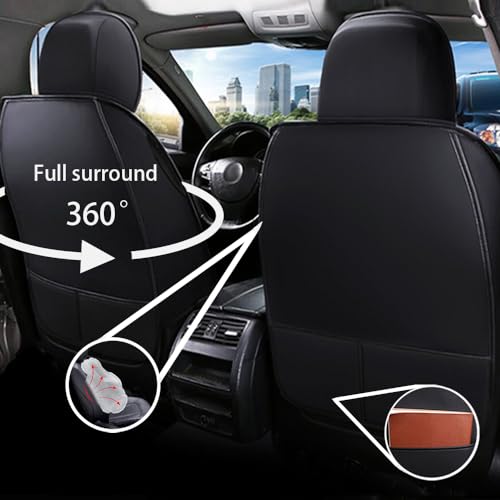 chifeng Schwarzer Autositzbezug, modischer Stil, Kunstledermaterial, verschleißfest und atmungsaktiv, leicht zu reinigen, umweltfreundlich und geruchsneutral, Zweiteiliger Autobezug für VW