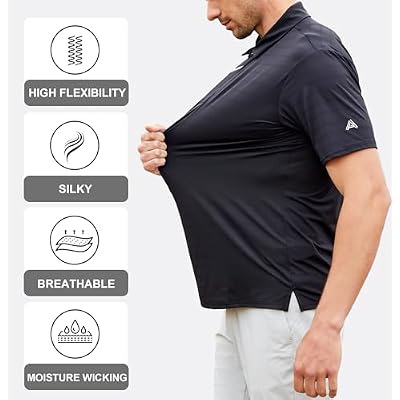 Esabel.C Jacquard Golf Shirts for Men Moisture Wicking Short Sleeve Performance Dry Fit Active Mens Polo Shirts