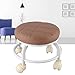 AONYAYBM Round Low Rolling Stool, Small Compact Universal Rolling Ottoman High Density Memory Foam Waterproof Quiet Wheels Double Layers Footrest Stool for Family Home Office(Coffee)