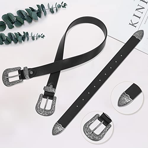 Women PU Faux Leather Belts Ladies Vintage Western Design Black Waist Belt for Pants Dresses2