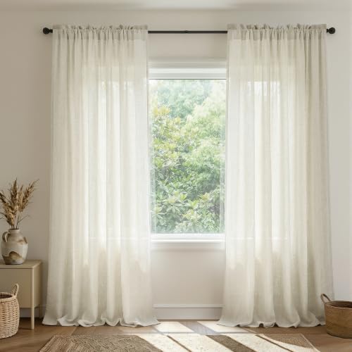 Linen Curtains for Living Room, Cream Light...