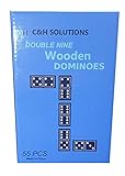 Double 9 Dominoes Black With White Dots Wooden Dominoes 55 PCS By C&H