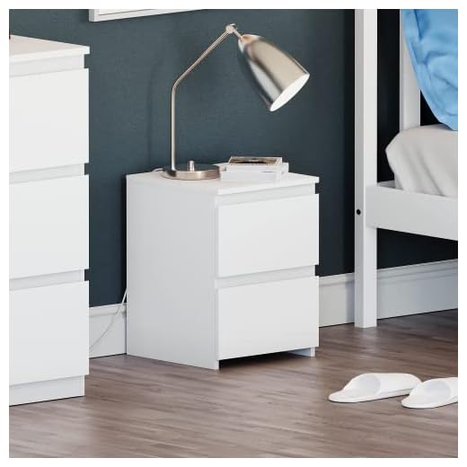 Vida Designs Denver Table de Chevet 2 tiroirs Blanc