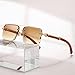 PORADAY Rimless Sunglasses for Men Women Vintage Rectangle Sun Glasses Fashion Frameless Square Tinted Shades (Gradient Brown)