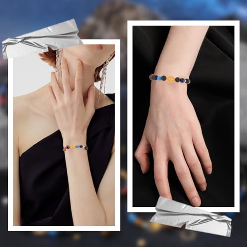 SUNNYCLUE 1 Box 6 Sets Solar System Bracelet Making Kit Guardian Star Bracelets Universe Planet Galaxy Beads Gemstone Bead Natural Stone Beads for jewellery Making Kits Beading Space Gift Supplies