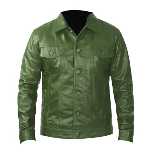 Men's Genuine Green Lambskin Leather Jacket Slim fit Moto Biker jacket S171