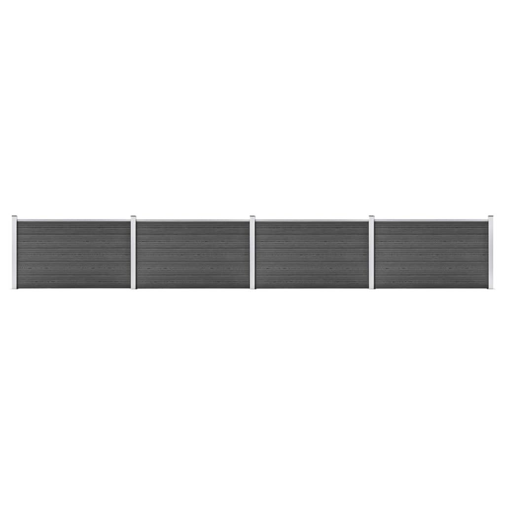 vidaXL Zaunelement Set WPC 699x105 cm Schwarz