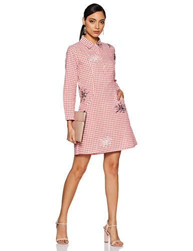 Image of MsFQ Women's Cotton Skater Knee-Long Dress (FDRF501743 Red S)