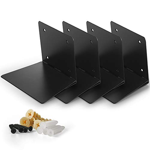 Crizta Set Of 4 Invisible Floating Bookshelf, Heavy Duty Wall Mounted Book Organizer, Metal Shelves Holder For Books, Large Size (Black) #TOP8