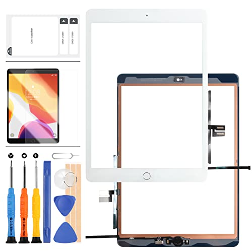 LADYSON 10.2 inch Scherm voor iPad 7/8 2019 2020 7e/8e Generatie Scherm Vervanging A2197 A2198 A2200 A2270 A2428 A2429 A2430 Touch Digitizer Glas Panel Repari Kit (Wit+Home Knop)