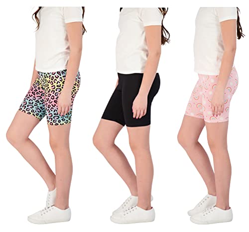 Star Ride 3-Pack Girls Athletic Shorts, Bike Shorts, Workout Clothes For Girls (Rainbow-Leopard-Black, 14-16) #TOP1