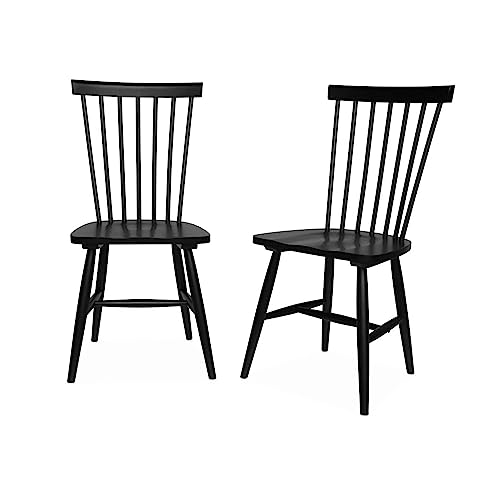 Alice's Home - Lot de 2 chaises Noires à barreaux en Bois d'hévéa. Romie. L 50.8 x P 44.2 x H 90cm